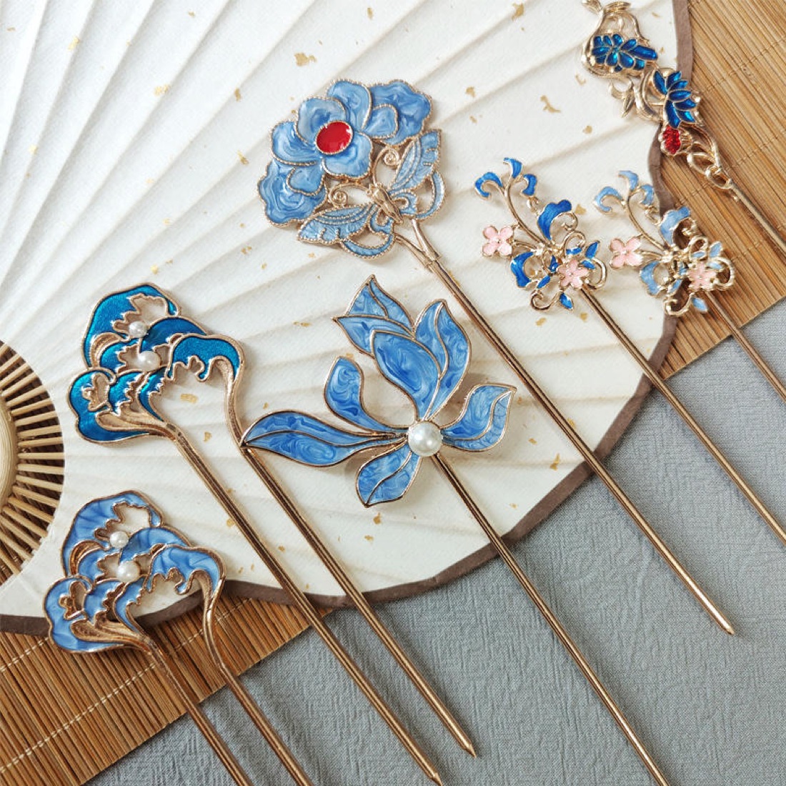 Cloisonné enamel hairpins