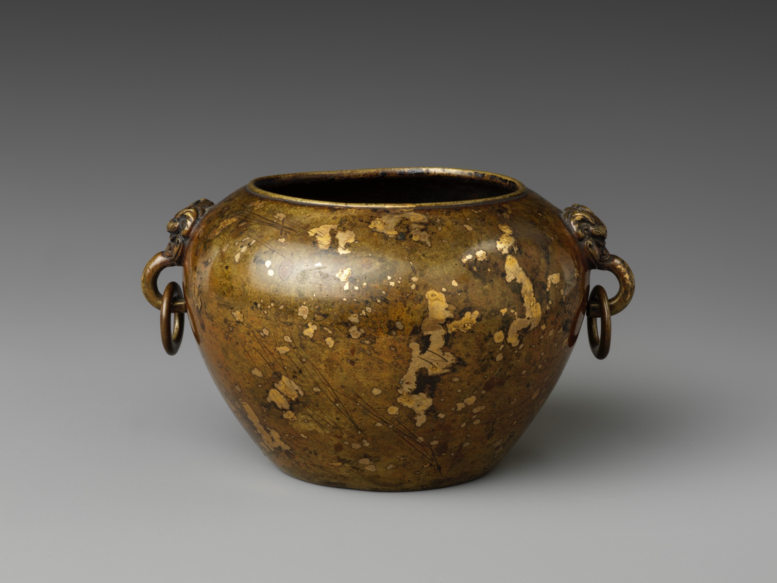 Gold-splashed bronze censer