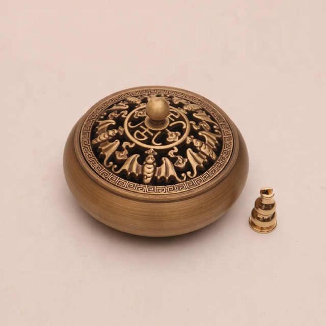 Lidded brass censer with pierced lid
