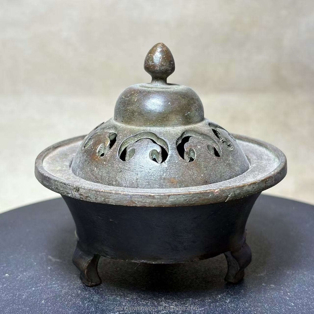 Cast-brass tripod twin-ear censer