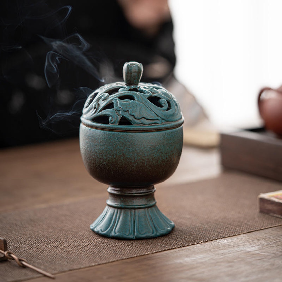 Wood-fired ceramic coil censer